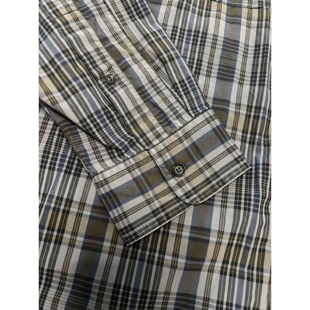 Banana Republic Heritage Mens XL Blue Plaid Button Down Shirt Long Sleeve Cotton